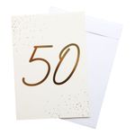 Gratulationskort Guld 50 med Kuvert