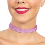 Choker Halskæde med Strass Lyserød