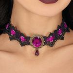 Halskæde Choker Blonde Lilla/Sort