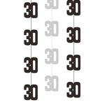 Hængende Dekorationer 30 Sort/Sølv