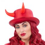 Høj hat med Djævelhorn Metallic Rød