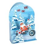 Julekort Pop-Up Julemand på Motorcykel