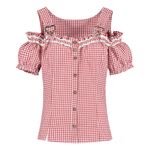 Oktoberfest-bluse Hvid/Rød Ternet