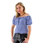 Oktoberfest Bluse Hvid/Blå
