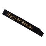Ordensbånd Happy 20th Birthday Sort/Guld