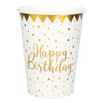 Papkrus Happy Birthday Guld/Hvid
