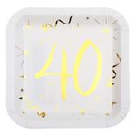 Pahvilautaset 40 Valkoinen/Kulta