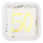 Paptallerkener 50 Hvid/Guld