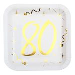 Paptallerkener 80 Hvid/Guld