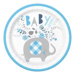 Paptallerkener Elefant Baby Blå