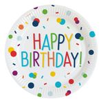 Paptallerkener Happy Birthday Konfetti