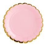 Paptallerkener Runde Lyserød/Guld