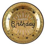 Paptallerkerner Sparkling Happy Birthday Sort/Guld