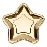 Paptallerkner Stjerne Guld Metallic