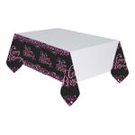 Plastdug Happy Birthday Sort/Lyserød Glitter