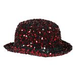 Bowlerhat Paljethat Sort/Rød Deluxe