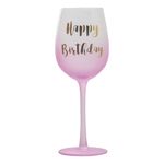 Lyserød Vinglas Happy Birthday