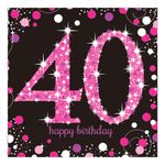 Servietter 40 Svart/Rosa Glitter