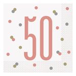 Servietter 50 Hvid/Rosaguld