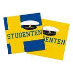 Studenterservietter Blå/Gule