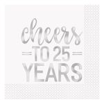 Servietter Cheers to 25 Years Sølv