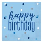 Servietter Happy Birthday Blå Prikket