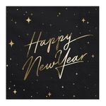 Servietter Happy New Year Guld Metallic/Sort
