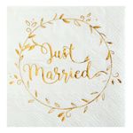 Servietter Just Married Hvid/Guld
