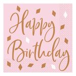 Servietter Roséguld Happy Birthday