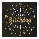 Servietter Sparkling Happy Birthday Sort/Guld