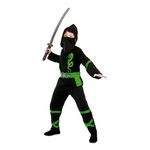 Sort/Grøn Power Ninja Børnekostume
