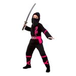 Sort/Lyserød Power Ninja Børnekostume