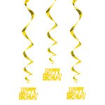 Swirls Happy Birthday Guld Hængende Dekoration