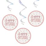 Swirls Happy Birthday Rosaguld