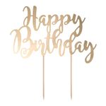 Lagekagedekoration Happy Birthday Guld