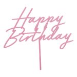 Kagedekoration Happy Birthday Lyserød