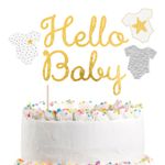 Kagedekoration Hello Baby Guld Glitter