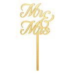 Kagedekoration Mr & Mrs Guld i Akryl