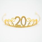 Kagedekoration Tiara Tal i Metal Guld