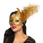 Venetiansk Maske Guld med Fjer