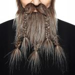 Viking Moustache med Skæg Brun/Grå