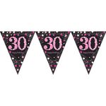 Vimpelguirlande 30 Sort/Lyserød Glitter