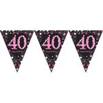 Vimpelguirlande 40 Sort/Lyserød Glitter