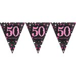 Vimpelguirlande 50 Sort/Lyserød Glitter