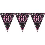 Vimpelguirlande 60 Sort/Lyserød Glitter