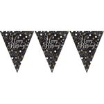 Vimpelguirlande Happy Birthday Guld/Sølv Glitter
