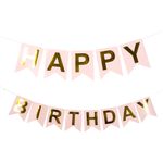 Vimpelguirlande Happy Birthday Lyserød