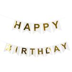 Vimpelguirlande Happy Birthday Hvid
