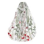 Hvidt Brudeslør med Blomster