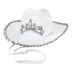 Hvid Cowboyhat med Tiara